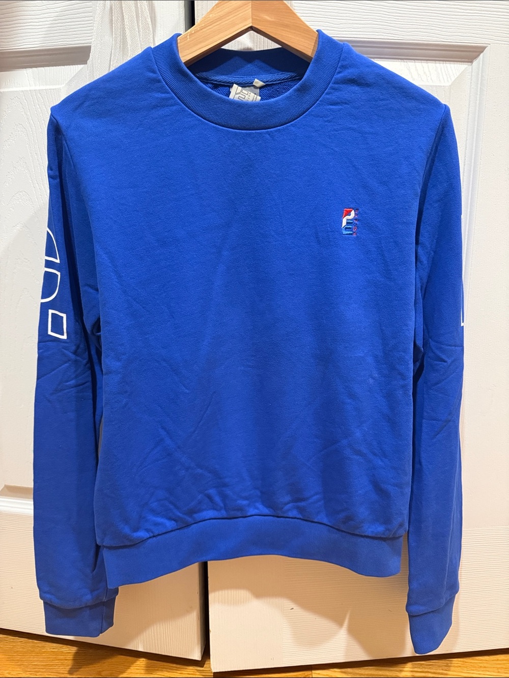 P.E Nation Royal Blue Crewneck Sweatshirt with Sleeve Graphics Size XS Women’s